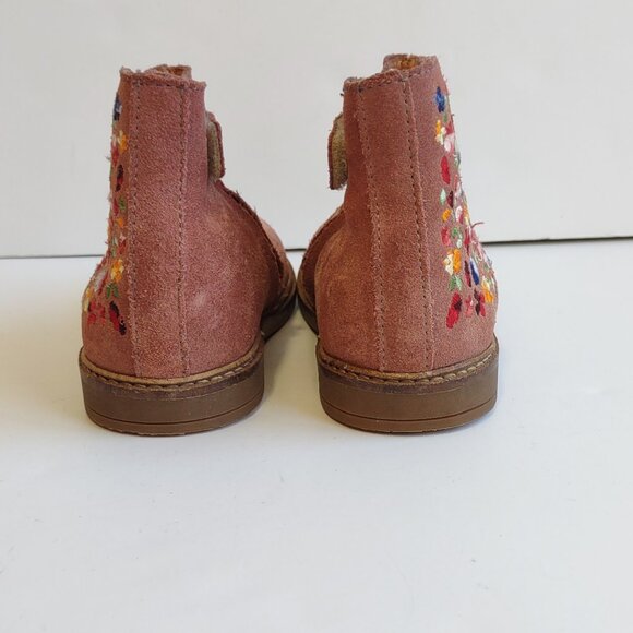 Pom d'Api Girl Suede Leather Boots/Bootie Embroidered Flowers EU Size 26~US 9.5 - Picture 7 of 12
